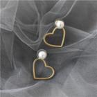 Heart Faux Pearl Alloy Through & Through Earring
