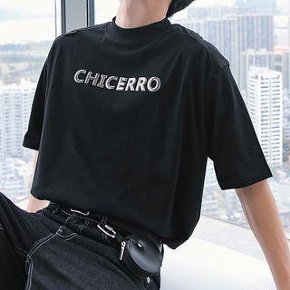 Short Sleeve Lettering Embroidered Tee