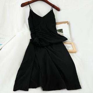 Spaghetti Strap A-line Dress Black - One Size