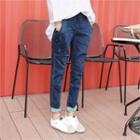 Band-waist Shirred Tapered Jeans