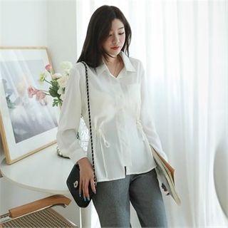 Dip-back Tie-waist Blouse