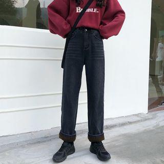 Fleece-lined Loose-fit Straight-leg Jeans