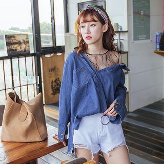 Mock Two-pieces Denim Shirt