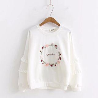 Pom Pom Flower Embroidered Pullover