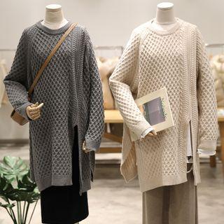 Slit Long Chunky Sweater