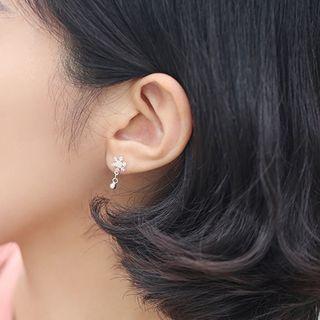 Sterling Silver Snowflake Drop Earring