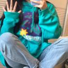 Printed Hoodie Aqua Blue - One Size