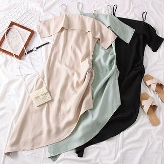 Off-shoulder Asymmetric Mini Dress