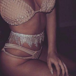 Rhinestone Tassel Hip Scarf