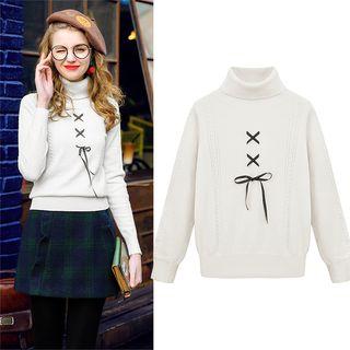 Turtleneck Lace-up Sweater