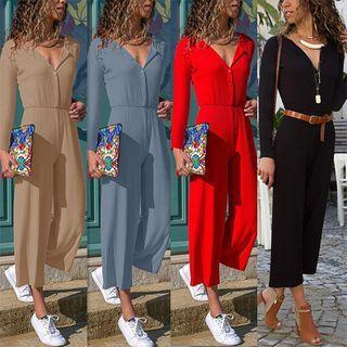 Long-sleeve Knit Jumpsuit