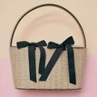 Beribboned Mock-straw Basket Bag
