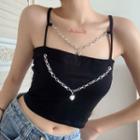 Heart Silver Chain Camisole Top