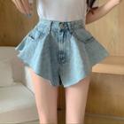 High-waist Wide Leg Asymmetric Shorts