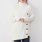 Button-up Turtleneck Sweater White - One Size