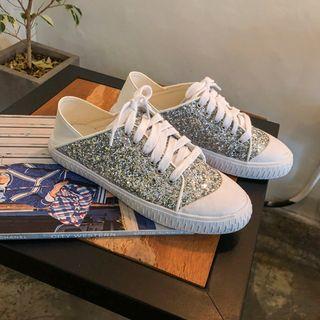 Toe-cap Glitter-panel Sneakers
