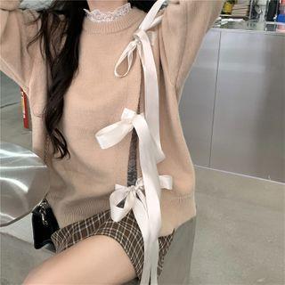 Bow Accent Slit Sweater