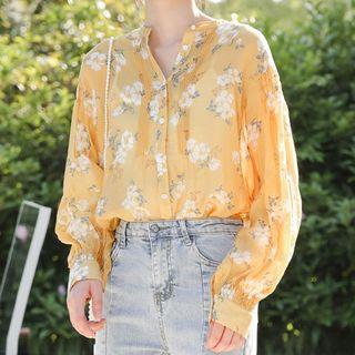 Floral Print Blouse Floral - Yellow - One Size
