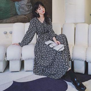 Chiffon Long-sleeve Floral Dress