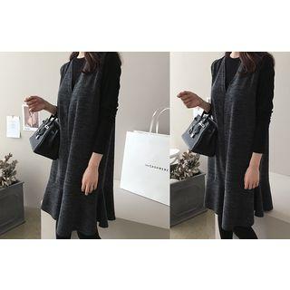 V-neck Ruffle-hem Long Vest
