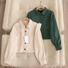 Plain Faux Suede Cropped Jacket