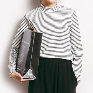 Striped Long-sleeve Top Khaki - One Size