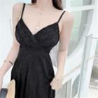 Sleeveless V-neck Plain Lace Dress