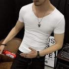 Seamless V-neck Short-sleeve T-shirt