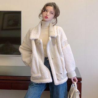 Double Breasted Biker Jacket As Shown In Figure - One Size