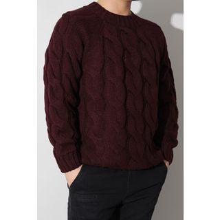 Raglan-sleeve Cable Knit Top