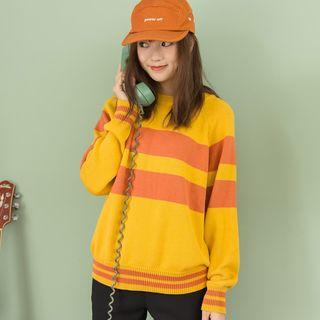 Color Block Lettering Sweater