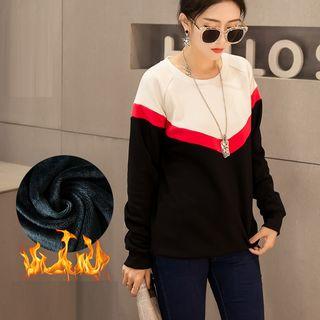 Fleece-lined Color Block Pullover