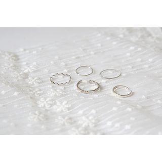 Various Stacking Ring Set (5 Pcs) Silver - One Size