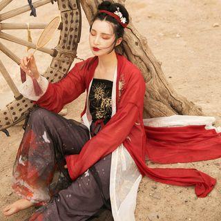 Hanfu Halter Top / Light Jacket / Pants / Headband / Set