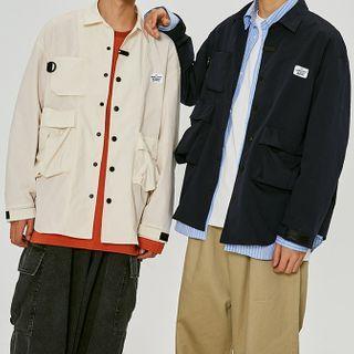 Plain Button-up Cargo Jacket