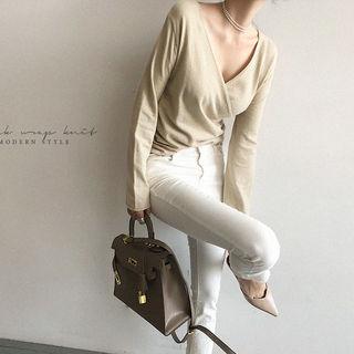 Surplice-wrap Knit Top