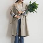 Belted Cotton Trench Coat Khaki - One Size