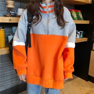 Zip Placket Turtleneck Sweatshirt