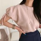 Strappy Dolman-sleeve Knit Top Pink - One Size