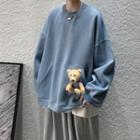 Long-sleeve Bear Accent Loose-fit Top