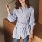 Asymmetric Hem Shirt With Belt
