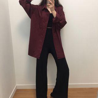 Plain Oversize Shirt / Wide-leg Pants