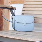 Faux Leather Crossbody Bag Blue - One Size