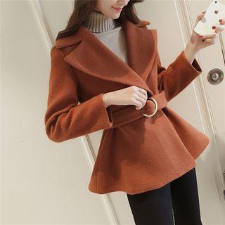 Cropped Snap-button A-line Coat