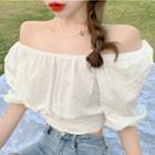 Puff-sleeve Off-shoulder Cropped Blouse White - One Size