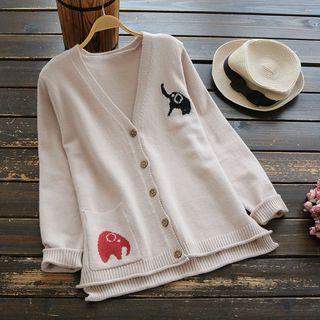 Elephant V-neck Basic Cardigan