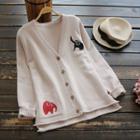 Elephant V-neck Basic Cardigan