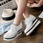 Faux-leather Hidden Wedge Platform Lace-up Shoes