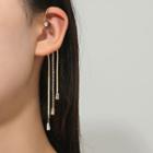 Rhinestone Fringed Alloy Cuff Earring 1 Pc - Gold & Silver - One Size