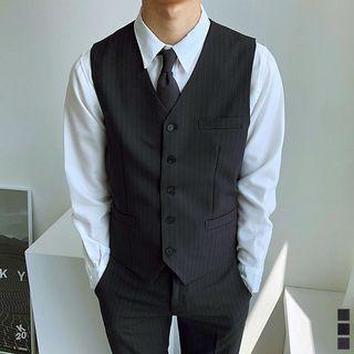 Buckled-back Pinstriped Formal Vest